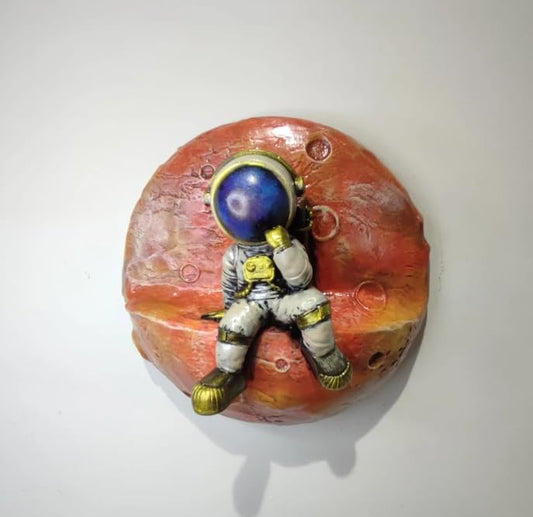 Astronaut Figurines, Astronaut Wall Decor, Modern Astronaut Wall Decor, Space Theme Decor, Astronaut Moon Sculpture, Space Gift Idea, Astronaut Wall Statue, Astronaut Wall Sculpture
