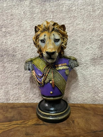Royal Lion Statue Bust in Military Uniform, Lion Bust Sculpture, Regal Lion Statue, King Lion Decor, Military Lion Bust, Lion Head Statue, Lion Head Decor, Lion Head Sculpture