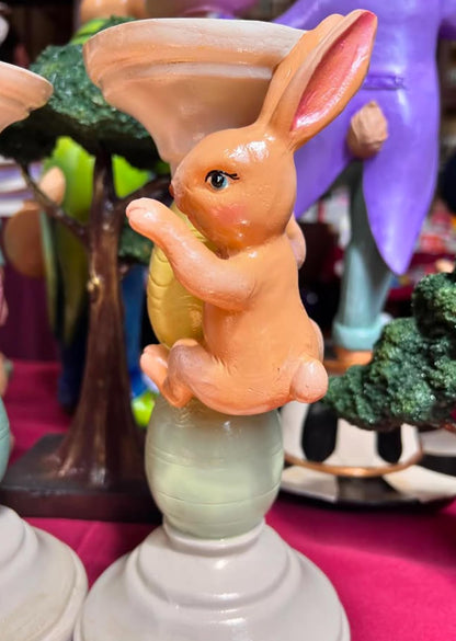 Easter Bunny Candle Holder Set with Climbing Rabbits and Egg Design, Easter Rabbit Candle Holder, Easter Rabbit Candlesticks, Bunny Candle Holder, Rabbit Candle Holder