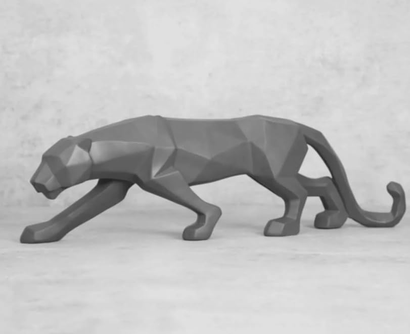 Large Panther Statue, Geometric Animal Figurine, Abstract Panther Sculpture, Panther Decorative Showpiece, Decorative Tabletop Statue