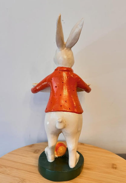 Elegant Rabbit Figurine with Tray, Whimsical Rabbit Sculpture, Decorative Bunny Statue, Bunny Statue Tabletop, Rabbit Serving Tray Stand