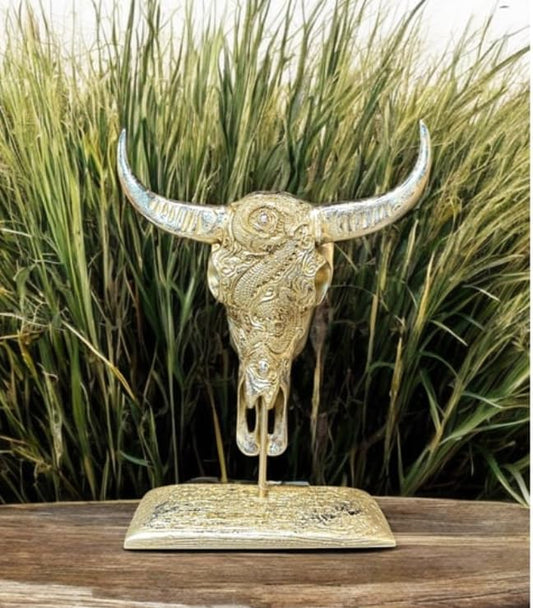 Bull Skull Decor, Western Bull Head Decor, Western Style Horned Bull Head Decor, Bull Skull Statue, Bull Skull Tabletop Decoration