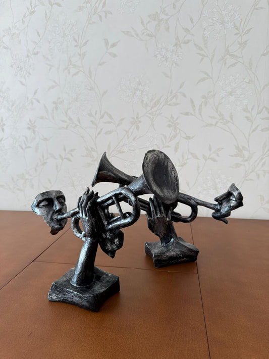 Unique Trumpet Player Statue for Home Decor, Handcrafted Jazz Music Sculpture, Music Themed Home Accent, Trumpet Player Statue, Jazz Decor, Trumpet Player Decor