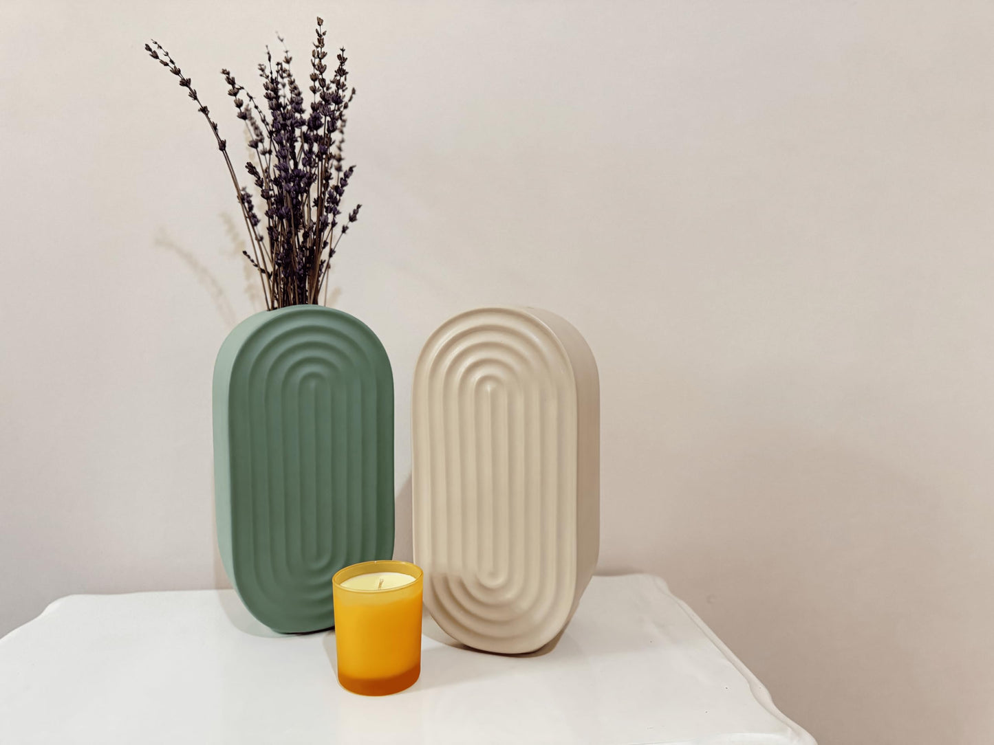 Ceramic Oval Ridged Vase, Decorative Oval-shaped Vase, Decorative Tabletop Vase, Modern Vase for Blooms, Scandinavian Style Vase, Oval Ridged Vase, Ridged Vase, Oval Vase
