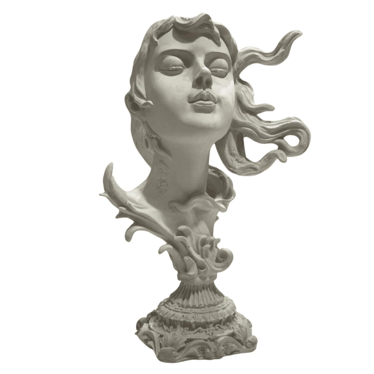Woman Head Statue with Flowing Hair, Elegant Decorative Bust, Woman Head Statue, Elegant Face Statue, Artistic Decor Piece, Woman Art Bust
