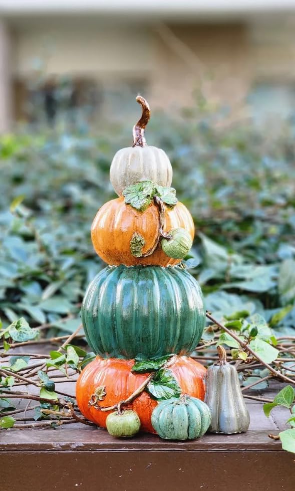 Pumpkin Harvest Decor, Gourd Figurine, Striped Pumpkin Decor, Autumn Gourd Figurine, Seasonal Home Decor, Handmade Harvest Decor, Pumpkin Sculpture, Pumpkin Statue, Pumpkin Decor