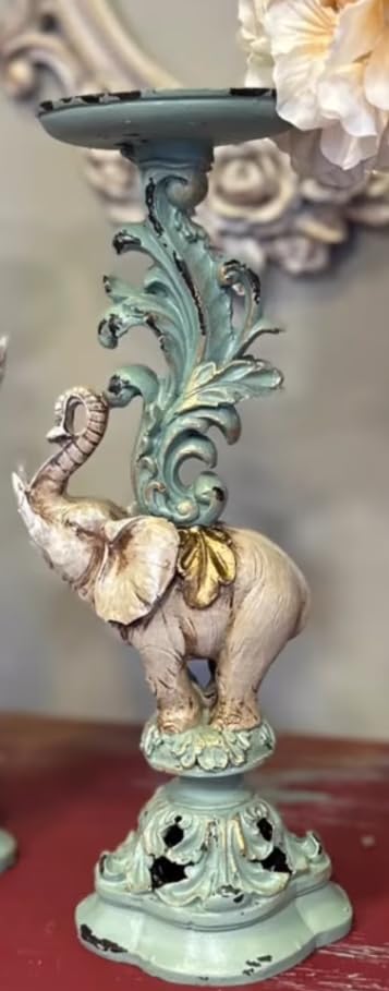 Elephant Candlestick Holder Set of 2, Elephant Candle Holder, Elephant Candlestick, Vintage Elephant Candlestick, Polyester Candle Holder