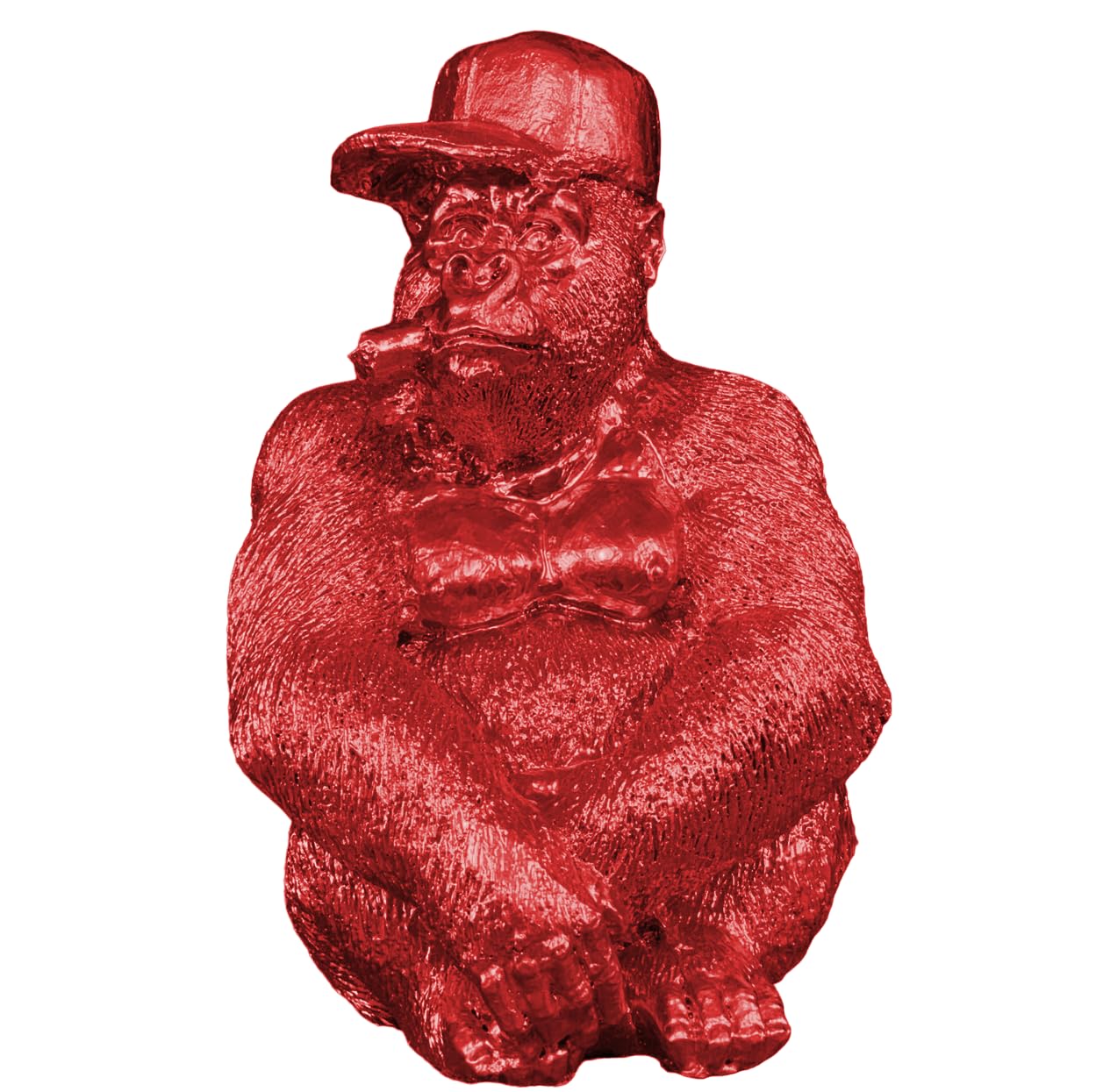 Smoking Gorilla Statue with Cap, Cool Gorilla Smoking Pipe Decor, Urban Style Gorilla Statue with Hat, Gorilla Statue with Cigarette and Cap