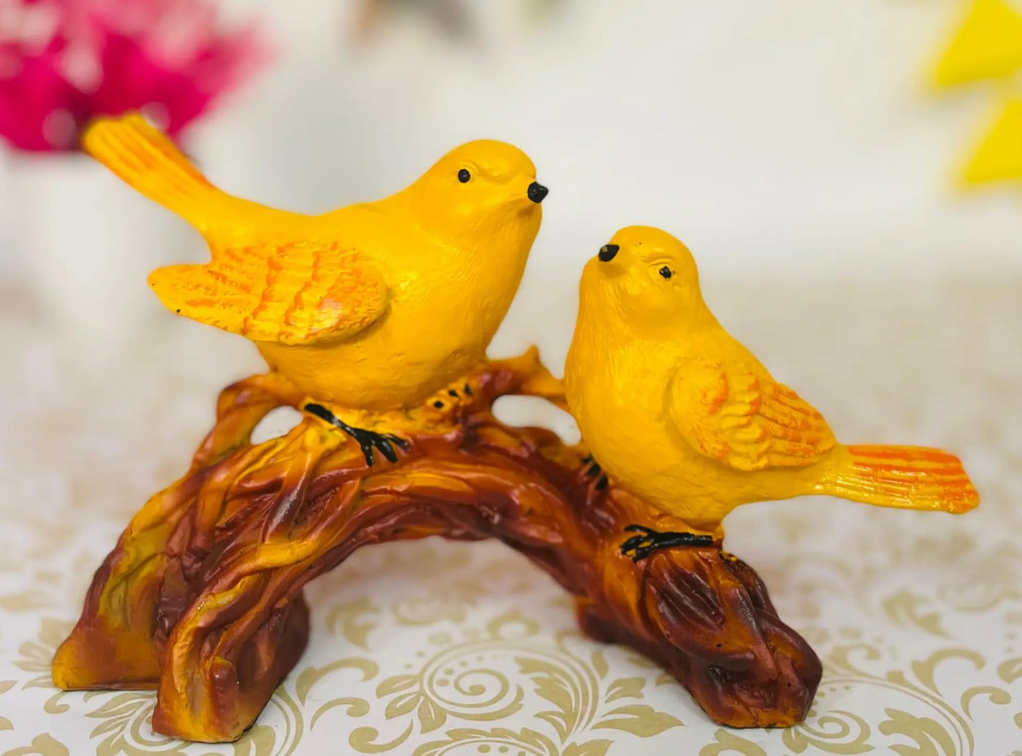 Charming Bird Statue with Two Birds on Branch, Polyester Nature Decor, Bird Statue, Bird Sculpture, Bird Decor, Polyester Bird Statue