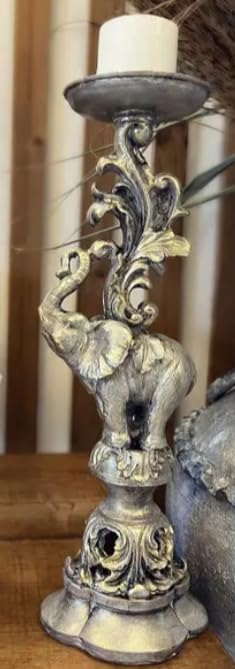 Elephant Candlestick Holder Set of 2, Elephant Candle Holder, Elephant Candlestick, Vintage Elephant Candlestick, Polyester Candle Holder