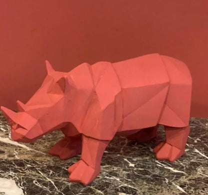 Modern Geometric Rhino Statue in Cubic Design, Geometric Rhino Sculpture, Cubic Rhino Statue, Minimalist Rhino Decor, Abstract Rhino Decor