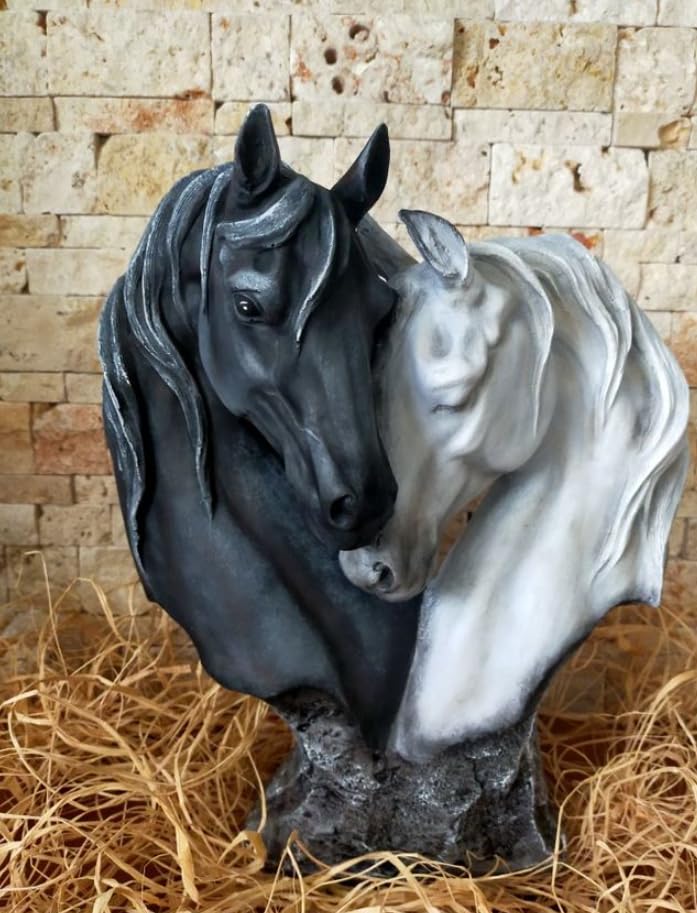 Soul Mate Horse Statue, Soulmate Horse Bust, Double Horse Head Sculpture, Double Horse Head Statue, Horse Couple Statue, Horse Couple Decor