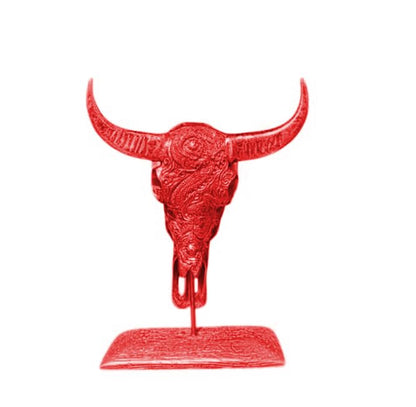 Bull Skull Decor, Western Bull Head Decor, Western Style Horned Bull Head Decor, Bull Skull Statue, Bull Skull Tabletop Decoration