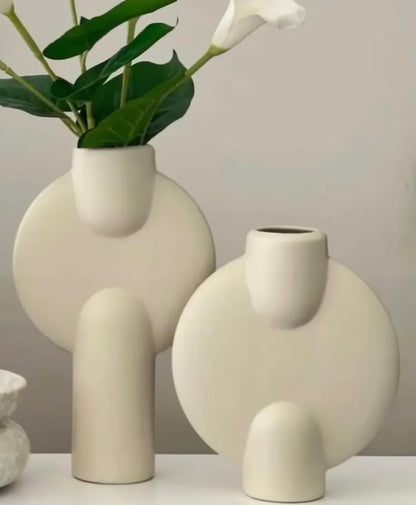 Modern Ceramic Vase Set or Single, Modern Vase, Textured Ceramic Vase, Round Ceramic Vase, Modern Vase Set, Ceramic Flower Vase