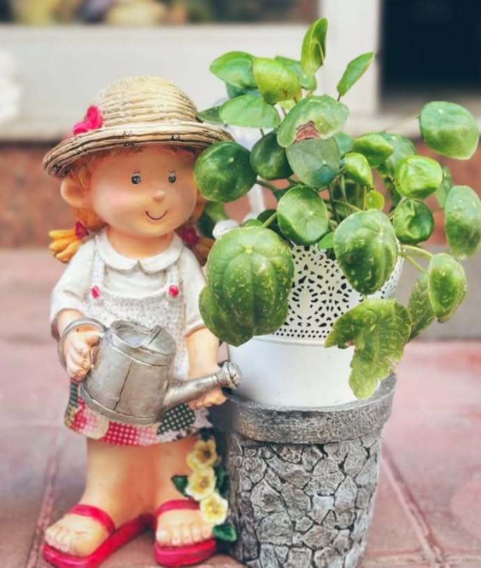 Cute Girl and Boy Planter Pots for Garden Decor, Outdoor Yard Statues, Polyester Garden Pot, Cute Planter Figurine, Boy Girl Flower Pot
