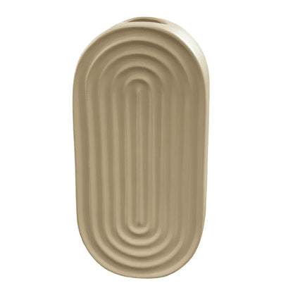 Ceramic Oval Ridged Vase, Decorative Oval-shaped Vase, Decorative Tabletop Vase, Modern Vase for Blooms, Scandinavian Style Vase, Oval Ridged Vase, Ridged Vase, Oval Vase