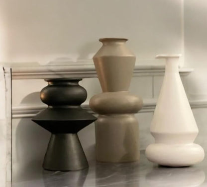 Modern Ceramic Vases Set, Geometric Decorative Vases, Minimalist Table Vase, Geometric Flower Vase, Boho Aesthetic Vases, Abstract Art Vases, Flower Vase
