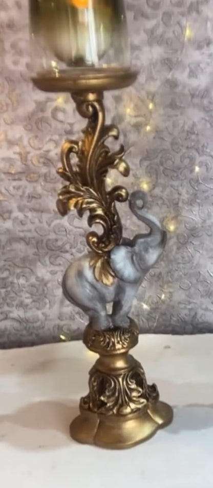 Elephant Candlestick Holder Set of 2, Elephant Candle Holder, Elephant Candlestick, Vintage Elephant Candlestick, Polyester Candle Holder