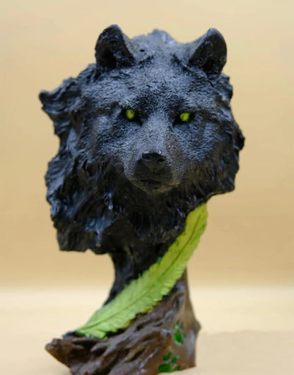 Wolf Head Sculpture, Wolf Lover Gift, Rustic Wolf Home Decor, Wolf Bust, Wildlife Lover Gift, Polyester Wolf Statue, Gothic Wolf Figurine, Wolf Head Statue, Wolf Head Decor