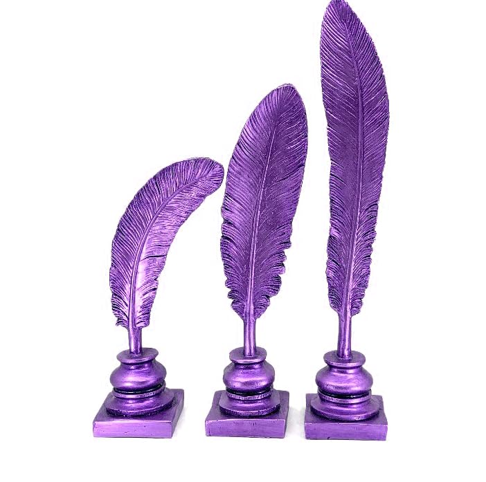 Feather Sculpture Set of 3, Feather Decor, Desk Feather Statue Set, Feather Accent Decor, Feather Statue, Feather Sculpture, Feather Objects, Feather Figurine