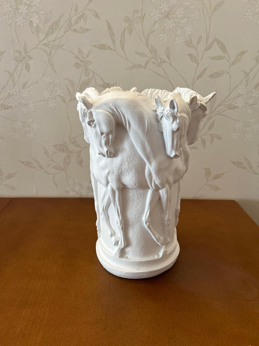 Horse Themed Vase, Gift For Horse Lovers, Decorative Vase With Horses, Horse Motif Decor, Horse Flowerpot, Horse Statue Vase, Horse Vase