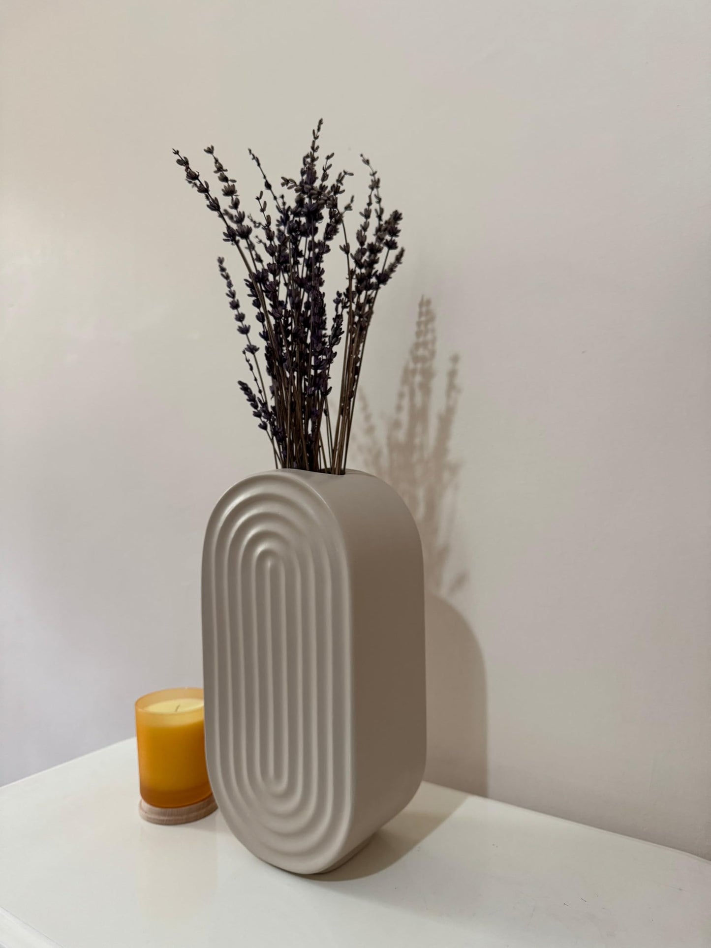 Ceramic Oval Ridged Vase, Decorative Oval-shaped Vase, Decorative Tabletop Vase, Modern Vase for Blooms, Scandinavian Style Vase, Oval Ridged Vase, Ridged Vase, Oval Vase