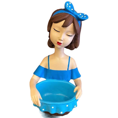 Girl Figurine Decor, Girl With Bowl Sculpture, Handmade Lady Bowl, Cute Girl Figurine Holder, Lady Hamper Figurine, Girl Sculpture, Girl Statue, Girl Decor, Girl Objects
