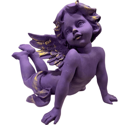 Reclining Angel Statue, Elegant Decorative Cherub Figurine, Reclining Angel Decor, Handmade Reclining Angel Figurine, Elegant Angel Decor, Reclining Angel Sculpture, Reclining Angel Object