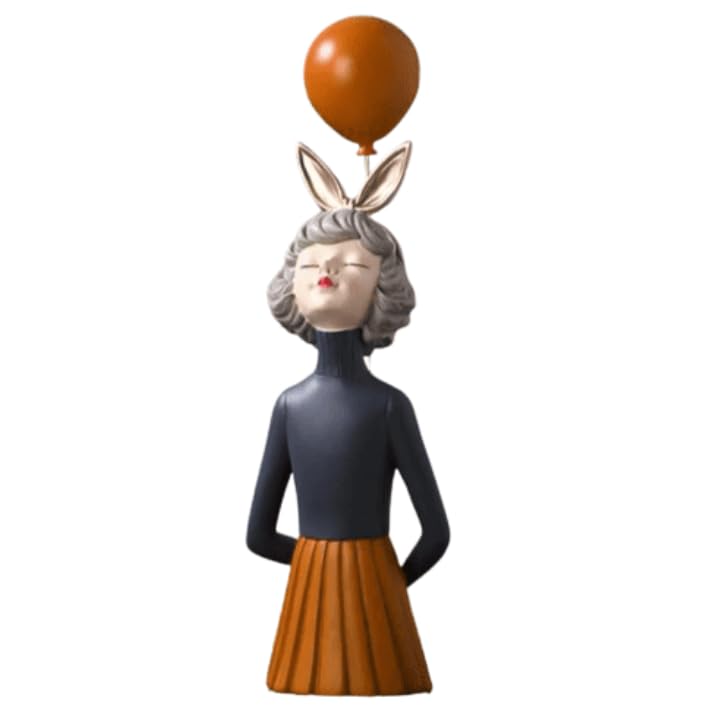 Girl Balloon Statue with Skirt and Bunny Ears, Girl Balloon Statue, Unique Gift Statue, Girl Sculpture Decor, Girl Balloon Sculpture, Girl Balloon Decor, Girl Balloon Objects