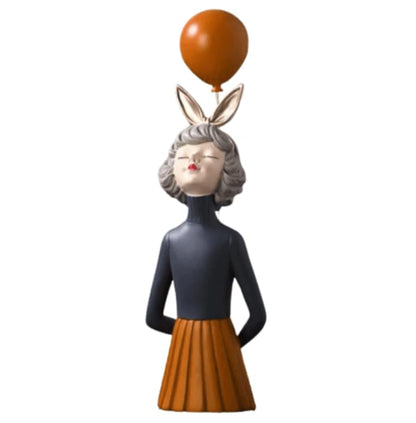 Girl Balloon Statue with Skirt and Bunny Ears, Girl Balloon Statue, Unique Gift Statue, Girl Sculpture Decor, Girl Balloon Sculpture, Girl Balloon Decor, Girl Balloon Objects