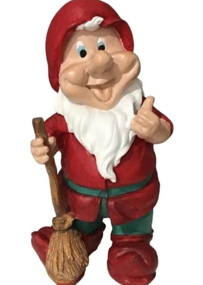 Happy Garden Gnome with Broom for Outdoor Decor, Garden Gnome Statue, Patio Gnome Figure, Gnome Decor, Broom Holding Gnome