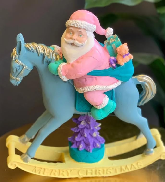 Santa Claus Riding Horse Figurine, Hand-painted Santa figurine, Unique Christmas Decorations, Santa Decor, Santa Claus Decor, Santa Decor, Santa Sculpture