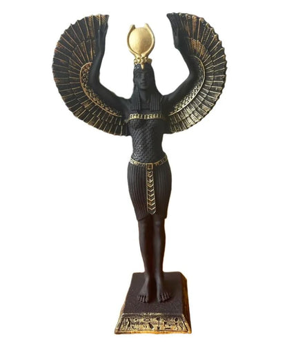 Ägyptische Isis-Statue mit offenen Flügeln, Ägyptische Isis-Statue mit Flügeln, Isis-Statue mit offenen Flügeln, Isis-Statue aus Polyester