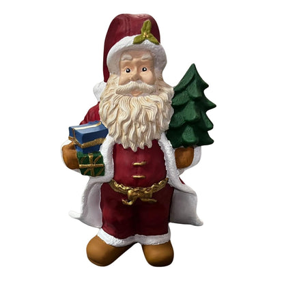 Santa Claus with Christmas Tree and Gift, Acrylic Hand-Painted Christmas Decor, Christmas Decor, Santa Claus Statue, Santa Claus Decor, Santa Claus Sculpture