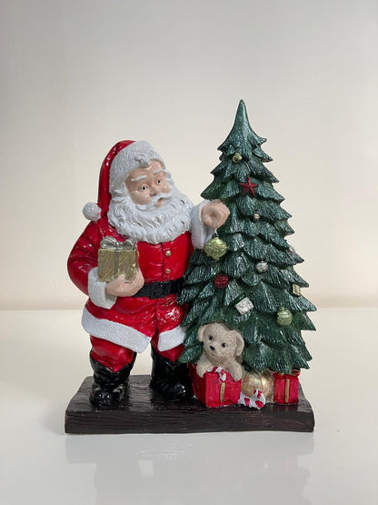 Santa Claus Figurine with Gift Boxes, Christmas Gift, Hand-Painted Sculpture, Christmas Ornaments, Chrismtas Decor, Christmas Tree Sculpture, Santa Sculpture, Santa Decor