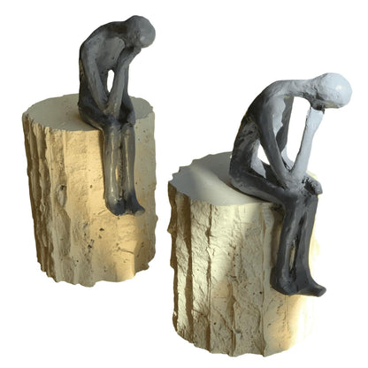 Thinker Human Sculpture Set of 2, Abstract Human Sculpture, Minimalist Human Figure Art, Modern Art Sculpture, Thinker Man Decor, Thinker Man Sculpture, Thinker Man Statue