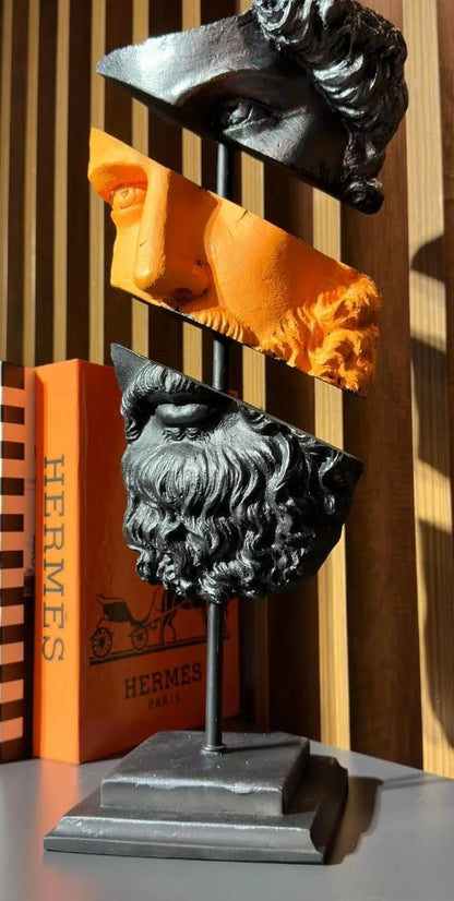 Modern Poseidon Sculpture on Pedestal, Contemporary Poseidon Bust Statue, Polyester Poseidon Head Statue with Stand, Poseidon Face Statue