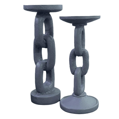 Handmade Chain Shaped Candle Holders Set of 2, Handmade Decorative Candle Stand, Rustic Tabletop Candle Holders, Candle Holder Decor, Chain Candlestick