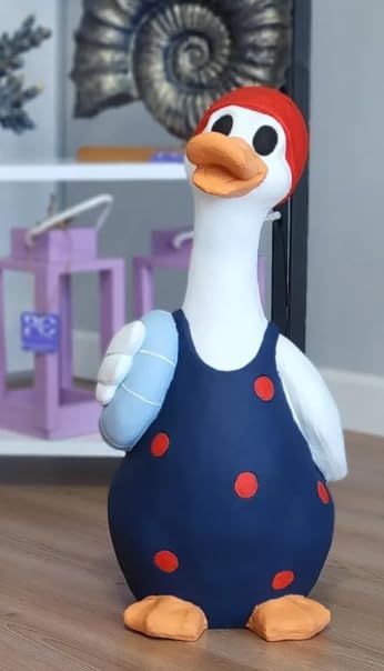 Swimmer Duck Figurine in Polka Dot Swimsuit, Colorful Duck Statue for Poolside, Swimmer Duck Statue, Poolside Duck Decor, Summer Duck Decor, Duck Sculpture, Duck Statue