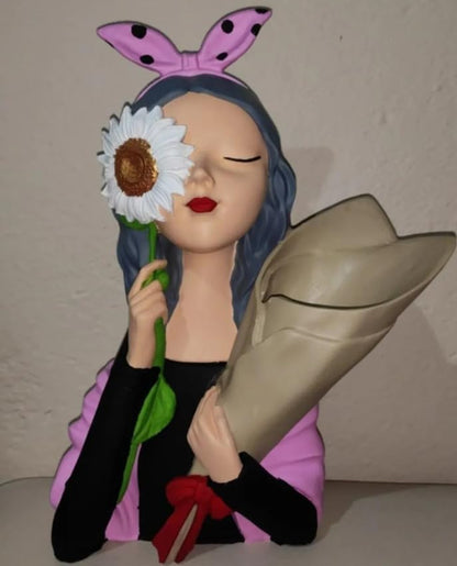 Elegant Girl Flower Vase, Romantic Gift Idea, Girl Flower Vase, Artistic Girl Sculpture, Romantic Floral Holder, Unique Flower Vase, Girl Flower Decor, Girl Flower Statue