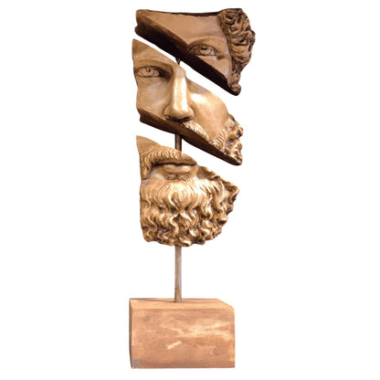 Modern Poseidon Sculpture on Pedestal, Contemporary Poseidon Bust Statue, Polyester Poseidon Head Statue with Stand, Poseidon Face Statue