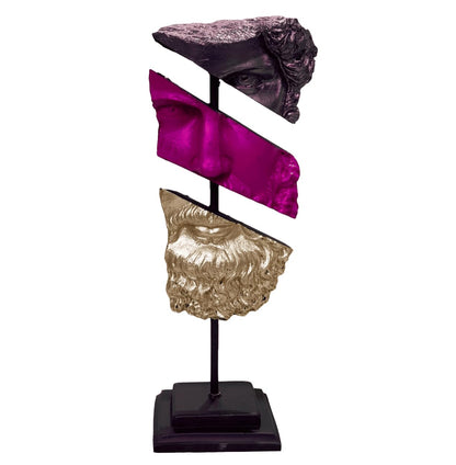 Modern Poseidon Sculpture on Pedestal, Contemporary Poseidon Bust Statue, Polyester Poseidon Head Statue with Stand, Poseidon Face Statue