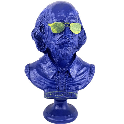 Shakespeare Büste Statue, Shakespeare mit Sonnenbrille Statue, Modernisierte historische Figur Büste, Shakespeare Büste Skulptur, Shakespeare Büste, Shakespeare Statue