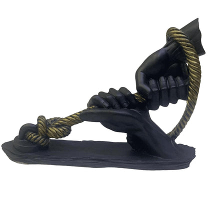 Decorative Hand Wrapped In Rope Sculpture, Hands Wrapping a Rope Figurine, Hand Sculpture Decor, Tug of War Figurine, Artistic Rope Statue, Rope Sculpture