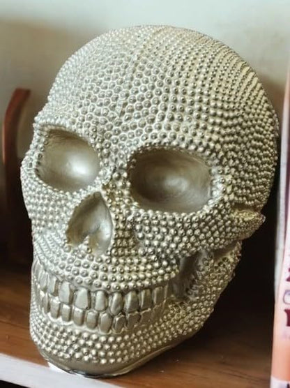 Skull Sculpture with Textured Detail, Gothic Polyester Skull Decor, Skull Decor for Shelves, Textured Surface Skull Decor, Skull Statue, Skull Sculpture, Skull Decor, Skull Objects