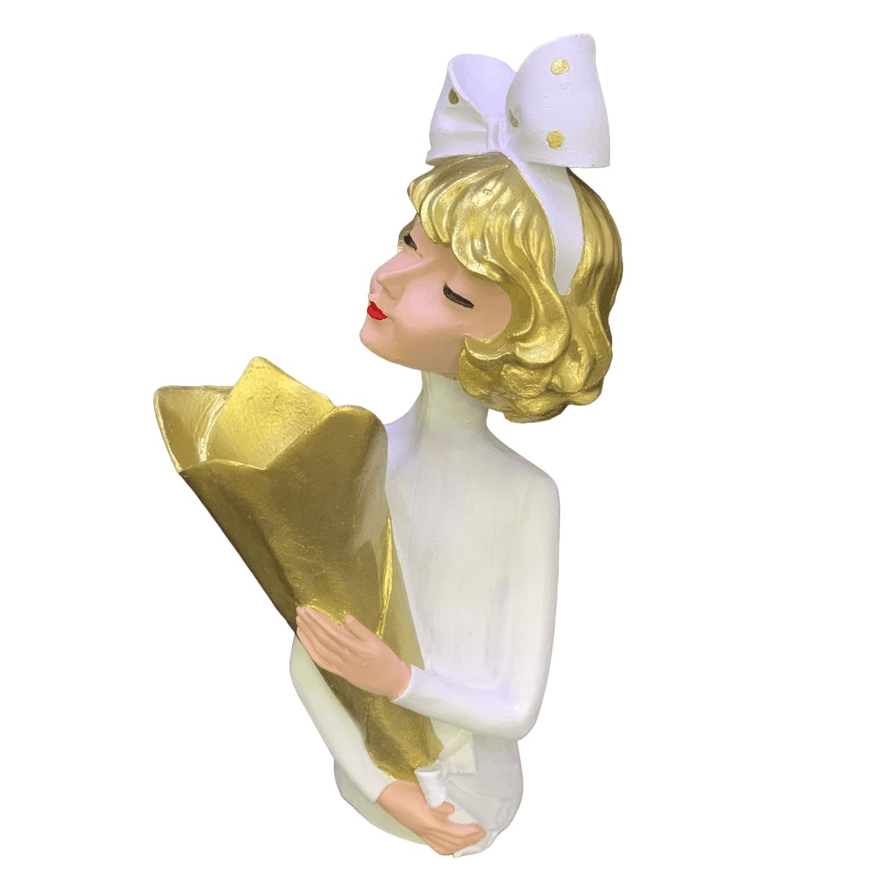 Cute Bouquet Girl Sculpture, Girl Doll Statue Holding Bouquet, Girl Figurine With Bouquet, Unique Girl Figurine Gift, Girl Decor Statue, Girl Sculpture, Girl Decor