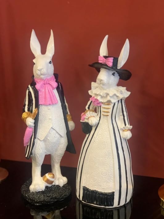 Easter Bunny Decor, Elegant Rabbit Couple, Easter Home Decor, Spring Decoration, Easter Gift, Bunny Sculpture, Easter Rabbit Decor, Easter Rabbit Sculpture