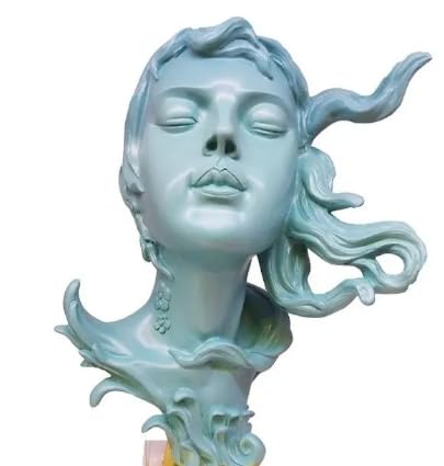 Woman Head Statue with Flowing Hair, Elegant Decorative Bust, Woman Head Statue, Elegant Face Statue, Artistic Decor Piece, Woman Art Bust