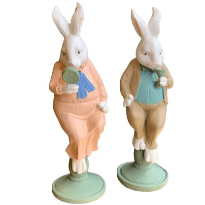 Hasenfiguren mit Spiegel, Hasenfiguren mit Glas, Osterhasen Deko, Osterhasen Deko, Osterhasen Skulptur, Osterhasen Skulptur