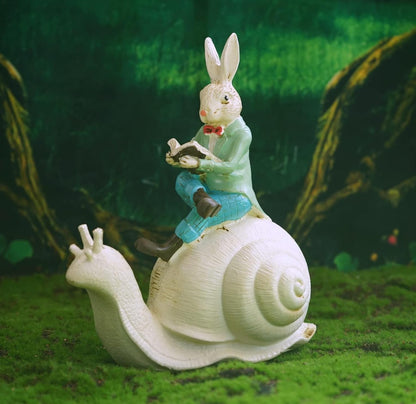 Whimsical Rabbit Snail Figurine, Animal Decor, Rabbit Snail Figurine, Rabbit Snail Sculpture, Rabbit Snail Decor, Rabbit Sculpture, Easter Rabbit Decor, Easter Bunny Decor